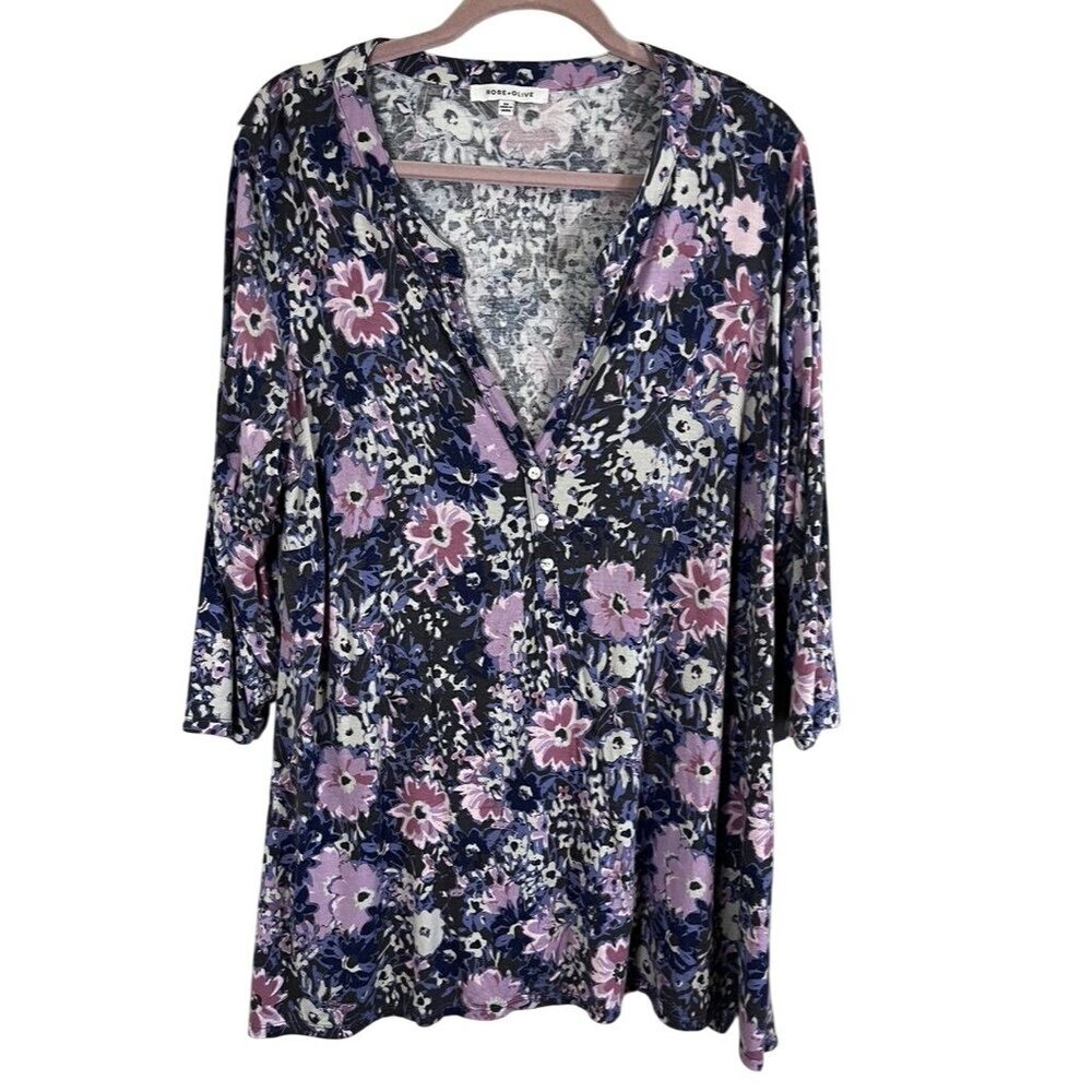 Colorful Floral Top Pink 3X Boho‎ Indie Folk Cottage Coquette Feminine Country